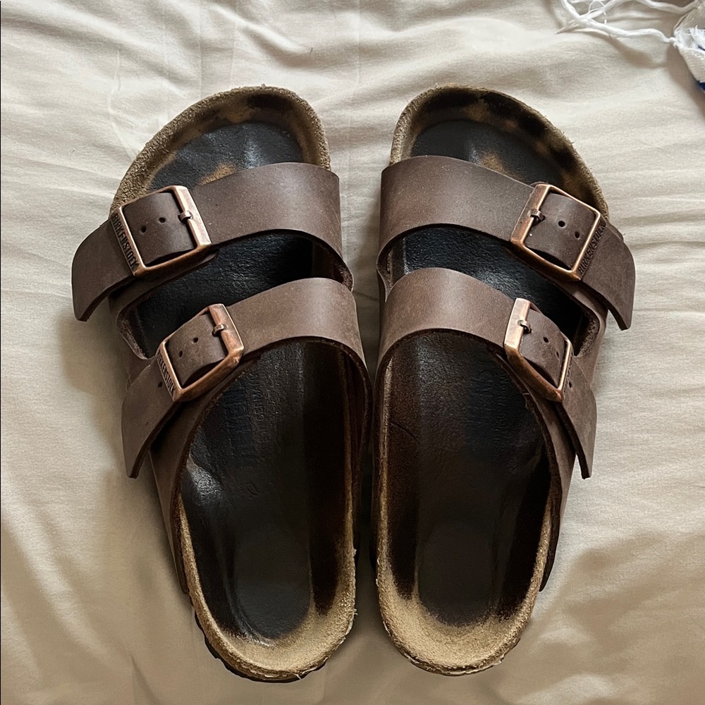 Birkenstock Dark Brown Sandals with Textured Soles